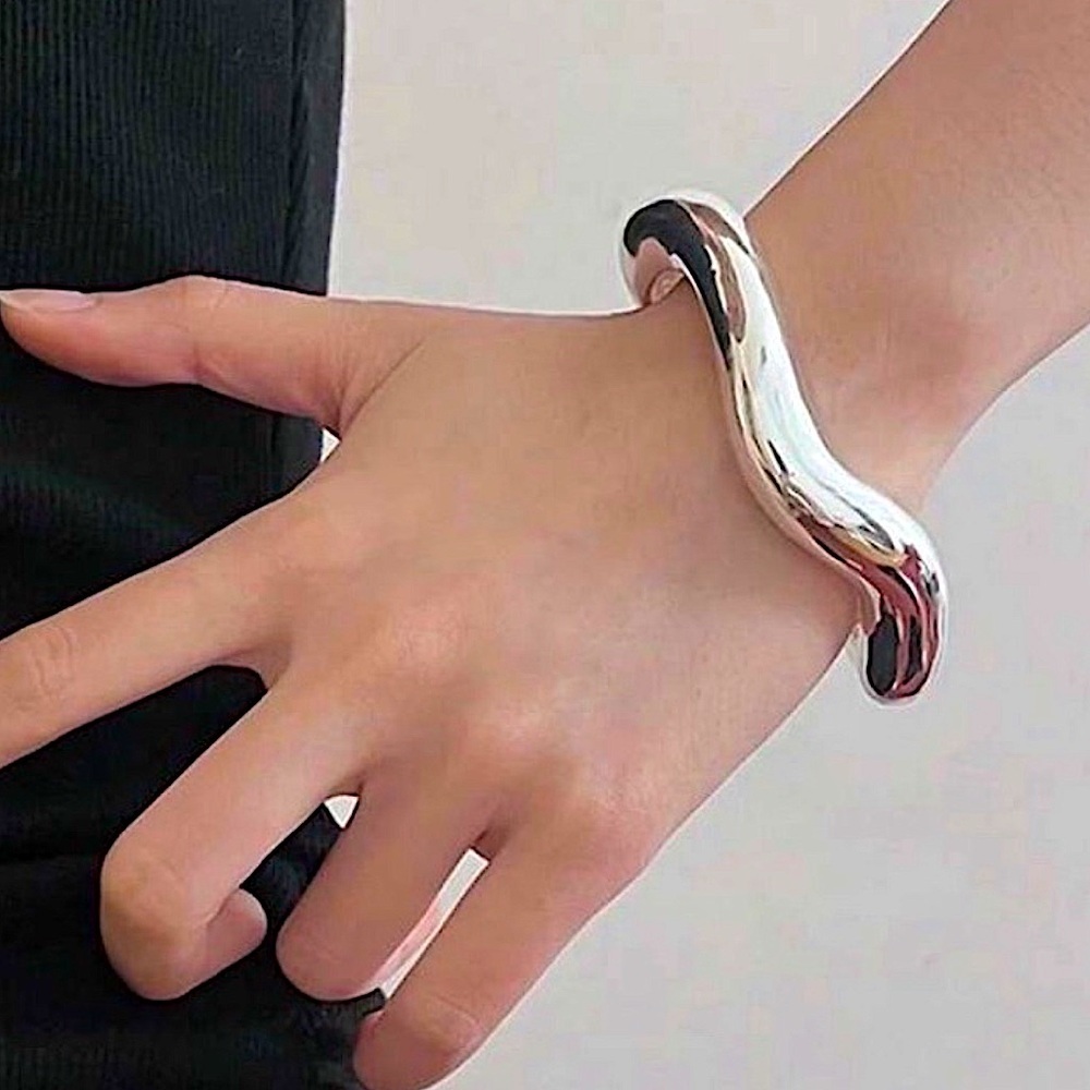 Silver Plated Irregular Bangle Bracelet Geometric
